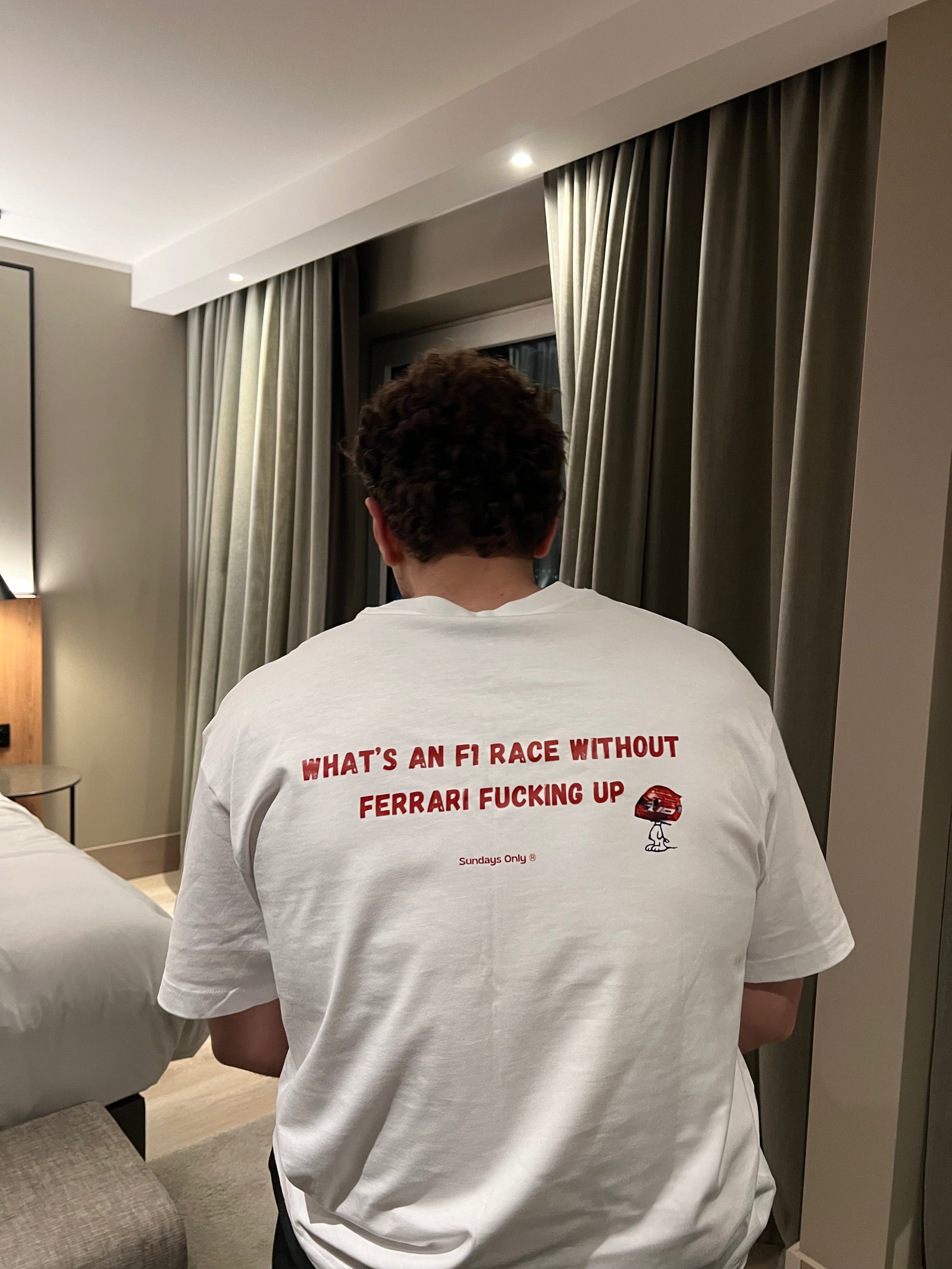 Back view of the What’s an F1 Race Tee